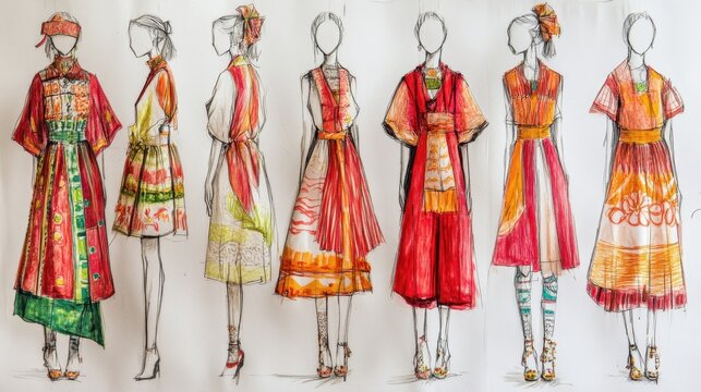 Fashion Designers Sketching Colorful Collections