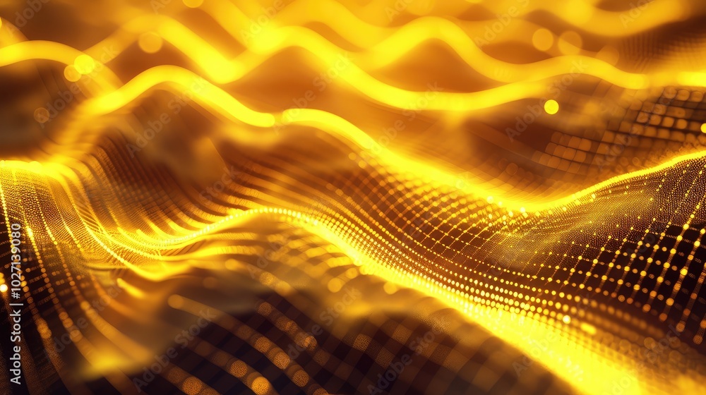 Canvas Prints Abstract Golden Digital Waves Technology Background