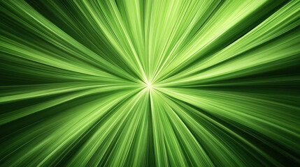 Abstract green radial light burst with dynamic lines converging towards the center, creating a starburst effect. Suitable for technology, energy, or nature themes.