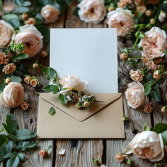 Mockup of empty card on table generated.AI