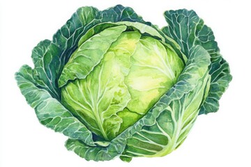 Fototapeta premium Fresh Green Cabbage in Vibrant Detail