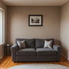 Fototapeta premium Japandi, minimalist loft interior design of modern living room.