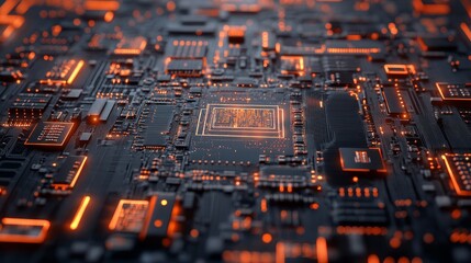 Obraz premium 3d illustration of circuit board with copy space