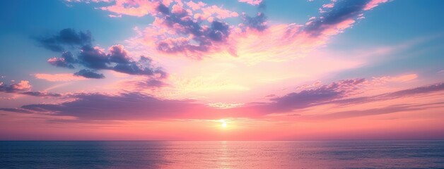 Tranquil Sunrise Horizon Over Calm Ocean