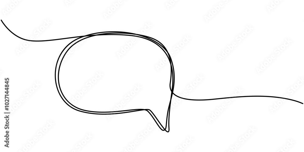 Poster speech bubble single line icon, speech bubble shape continuous one line drawing of isolated outline 