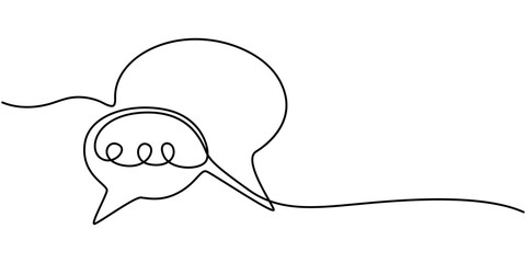 Speech Bubble Single Line Icon, Speech bubble shape continuous one line drawing of isolated outline vector icon, Speech Bubble Continuous Line Icon, Continuous one line drawing of rectangular speech