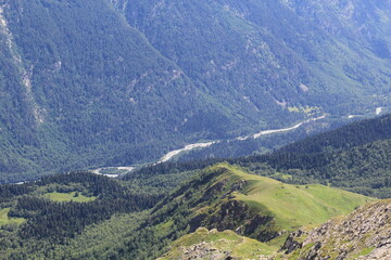 Naklejka premium mountain rivers in the mountains of the North Caucasus in Dombay