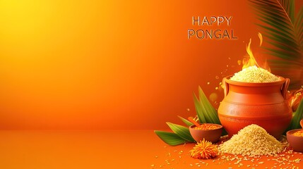 Happy pongal Festival celebrates cartoon illustrations,generated with AI.