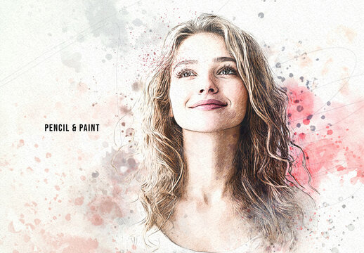 Hand drawn pencil and water paint effect.  generative ai image