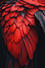 Obraz premium Close-up of red bird's feathers,