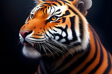 Obraz premium ia generated. tiger on a black background