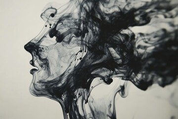Fototapeta premium Organic ink texture mimicking the flow of natural water, creating ripples and fluid lines