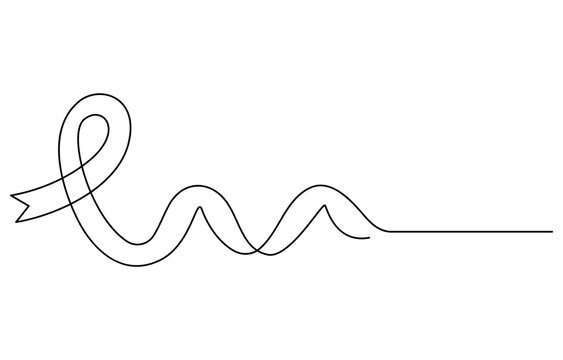 recommend clip art: One line art of ribbon cancer as a border in continuous outline. Ribbon drawn in one continuous line. Pencil drawing style. National Breast Cancer Awareness month. One line drawing, minimalism. 