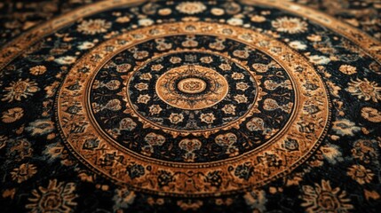 Obraz premium Black and Gold Rug Close Up