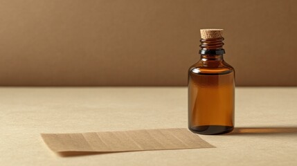 Use blotting paper and a brown glass bottle mockup to test the aroma of fragrance and essential oils. Strips of perfume tester paper