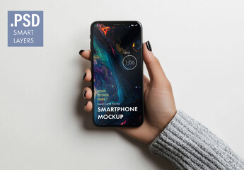 Woman hand holding mobile phone,  generative ai image