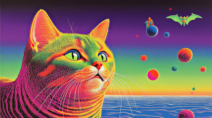 Fashion illustration cat halloween vibes