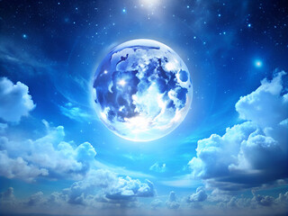  stars, global, clouds, 3d, nature, europe, ocean, light, illustration