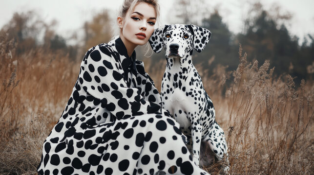 Fashion woman with a dalmatian