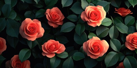 Orange Roses with Green Leaves