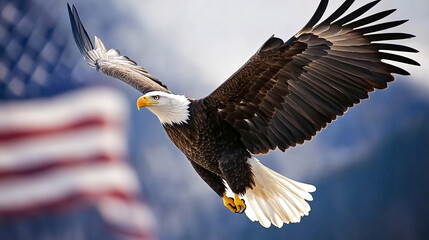 Naklejka premium American Flag Wave Close Up for Memorial Day or 4th of July, USA VOTE 