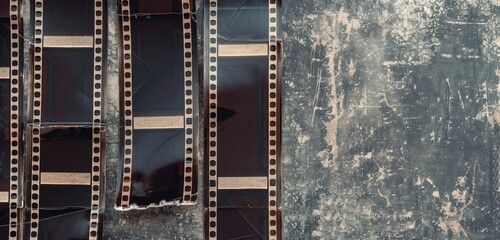 Obraz premium Vintage Film Strips with Grunge Texture Overlay