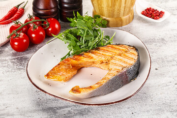 Tasty delicous grilled salmon steak