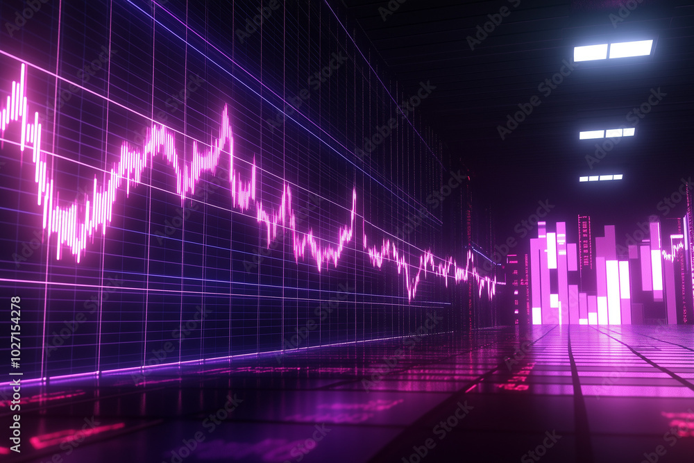 Poster a 3d analysis scene featuring dynamic business and financial charts, showcasing stock trends and dat