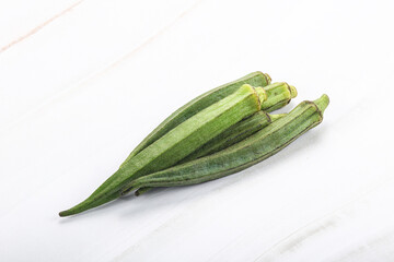 Green ripe tasty okra tropical vegetable