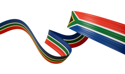 3d Flag Of South Africa, 3d Wavy Shiny South Africa Ribbon Flag On White Background, 3d illustration
