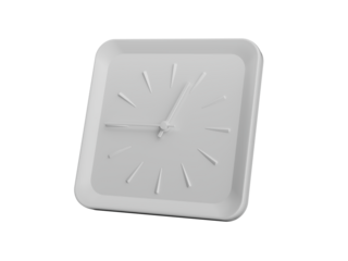 3d Simple White Square Wall Clock 12:45 Twelve Forty Five Quarter To 1, 3d illustration
