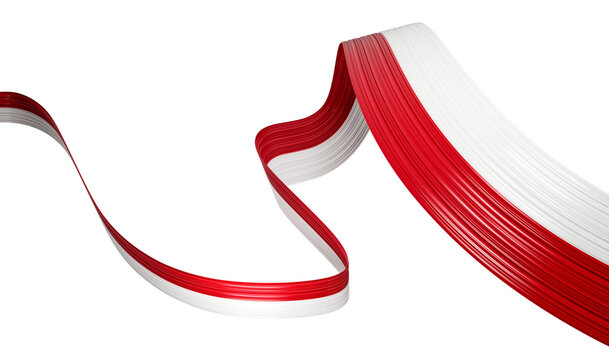 3d Flag Of Poland Country, 3d Wavy Shiny Poland Ribbon Isolated On White Background, 3d illustration
