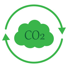 CO2 gas icon in circle arrow. Cloud of CO2 gas. Carbon dioxide pollution icon, vector symbol logo illustration. Green ecology and environment cloud. Vector illustration. eps 10