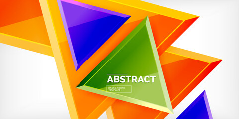 Abstract background - colorful triangles with 3d effect. Vector Illustration For Wallpaper, Banner, Background, Card, Book Illustration, landing page