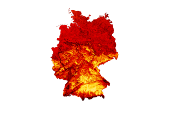 Germany map with the flag Colors Red and yellow Shaded relief map 3d illustration
