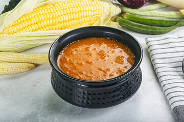Vegan cuisine - hot tomato soup