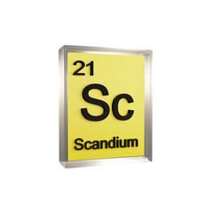 Scandium side - Periodic Table Element, Scientific and Educational Use, Transparent and Translucent Design, 3D Render