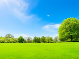 Obraz premium Lush green landscape under a clear blue sky