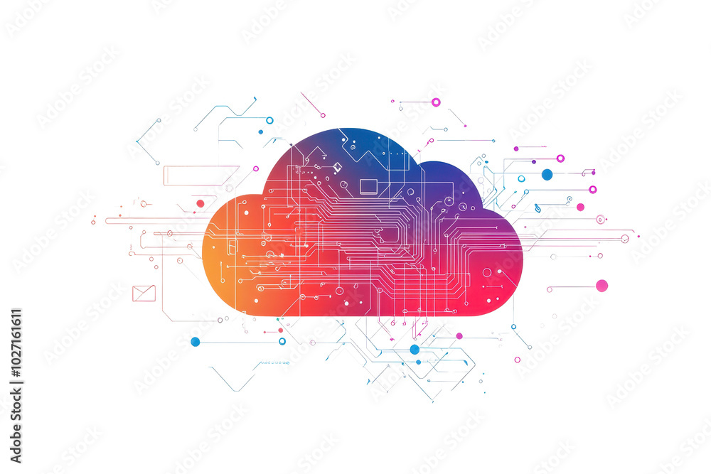 Aufkleber abstract illustration of a colorful cloud, representing digital transformation and technology. circu