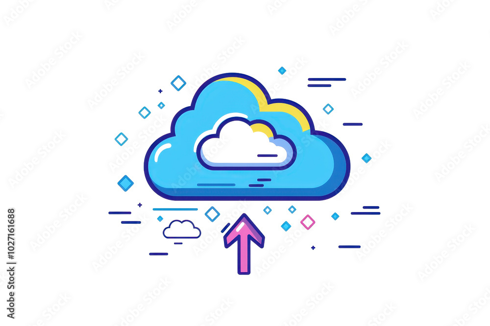 Aufkleber colorful cloud computing concept with digital elements, illustrating data storage and transfer techn
