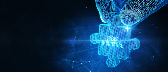 Cyber security data protection business technology privacy concept. Cyber insurance. 3d illustration
