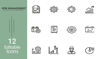 Line icons about risk management. Pixel perfect
