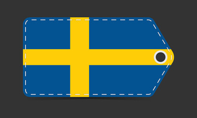 Tag template designed with the colors of the Swedish flag. Tag for labeling products or items related to Sweden