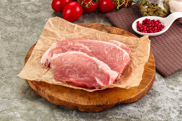 Raw pork steak for cooking