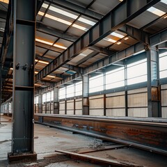 Obraz premium Spacious Industrial Warehouse Interior