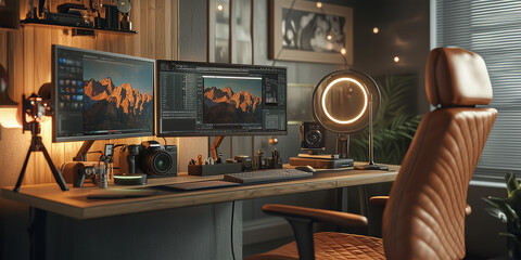 Influencer Desk Setup with Tech Gear