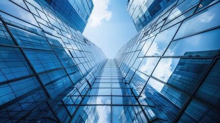 Obraz premium Modern Glass Skyscraper Reflecting Sky