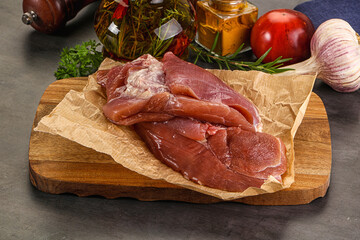 Raw uncooked turkey thigh fillet