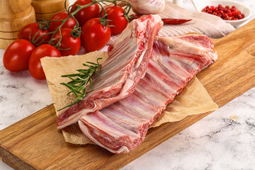 Raw lamb ribs rack for cooking