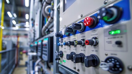 Fototapeta premium Industrial Control Panel in Modern Factory
